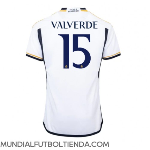 Camiseta Real Madrid Federico Valverde #15 Primera Equipación Replica 2023-24 mangas cortas